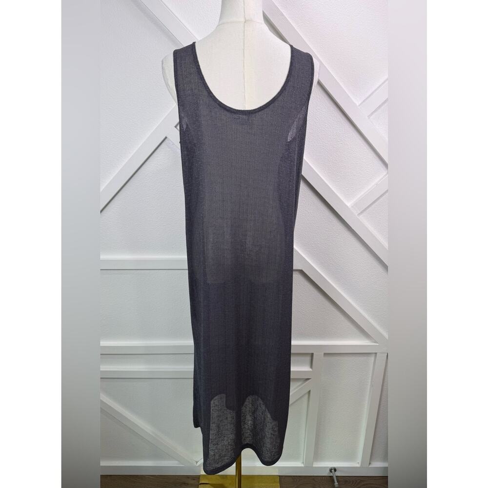 Sandwich Sheer Knit Tank Dress Gray Sleeveless Midi Swim Cover Up Medium - Picture 5 of 10